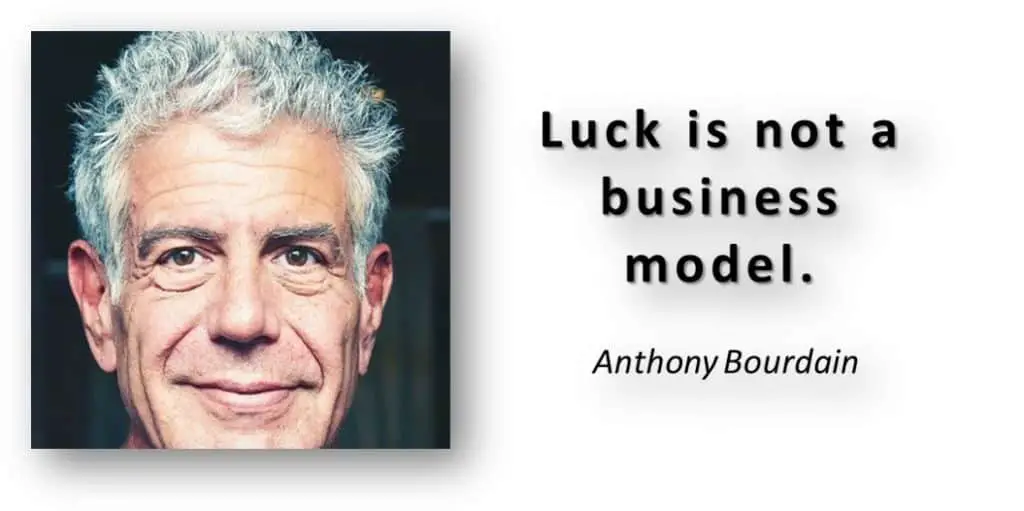 Short Success Quote by  Anthony Bourdain
"Luck is not a business model. "

