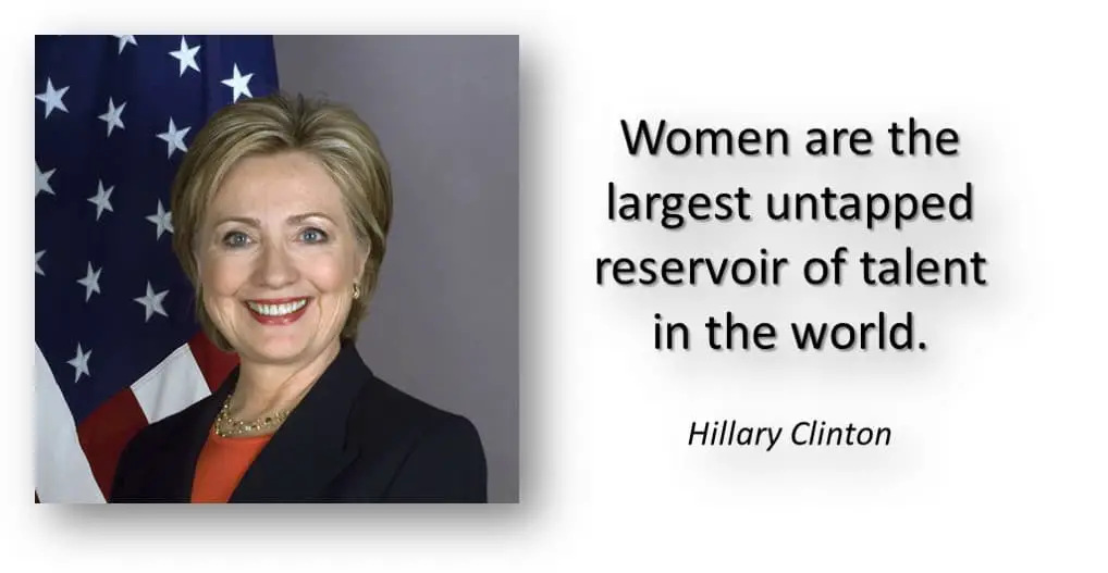 Hillary Clinton Inspirational Quote for Women Success
"Women are the largest untapped reservoir of talent in the world." 

